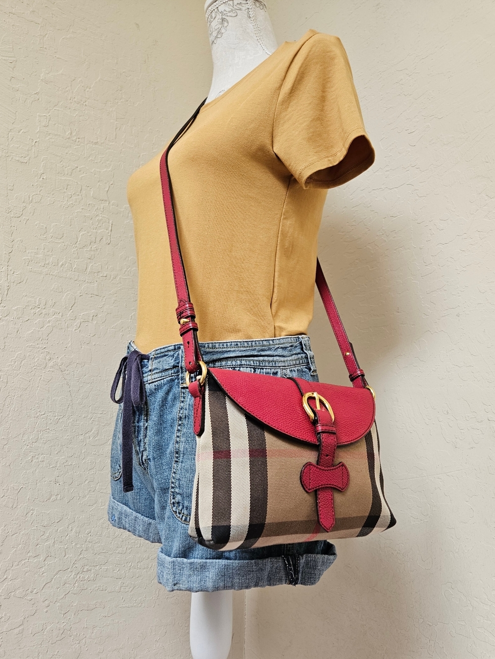 Burberry Small Canvas Leather Check Milton Shoulder Bag AUTHENTIC - Picture 15 of 16